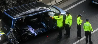 - 13.05.2023 - Prometna nesreča na nevarnem odseku dolenjske avtoceste pri izvozu Višnja Gora v smeri proti Novemu mestu. // FOTO: Nik Erik Neubauer