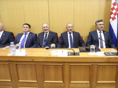 17.05.2024., Zagreb - Predstavljanje Vlade Republike Hrvatske na prvoj sjednici 11. saziva Hrvatskog sabora. Branko Bacic, Oleg Butkovic, Davor Bozinovic, Tomo Medved, Andrej Plenkovic Photo: Patrik Macek/PIXSELL
