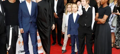 FILE PHOTO: Director Angelina Jolie arrives on the red carpet with her six children (L-R) Maddox Jolie-Pitt, Pax Jolie-Pitt, Vivienne Jolie-Pitt, Knox Leon Jolie-Pitt, Shiloh Jolie-Pitt, and Zahara Jolie-Pitt for the film "First They Killed My Father" at the Toronto International Film Festival (TIFF), in Toronto, Ontario, Canada, September 11, 2017.  REUTERS/Mark Blinch/File Photo