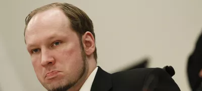 Terror charged Anders Behring Breivik seen in court in Oslo, Friday, June 22, 2012. On the last day of his trial, Anders Behring Breivik's defense lawyers on Friday tried to cast the confessed mass killer as a political militant motivated by an extreme right-wing ideology rather than a delusional madman who killed 77 people for the sake of killing. (AP Photo/Heiko Junge/pool)