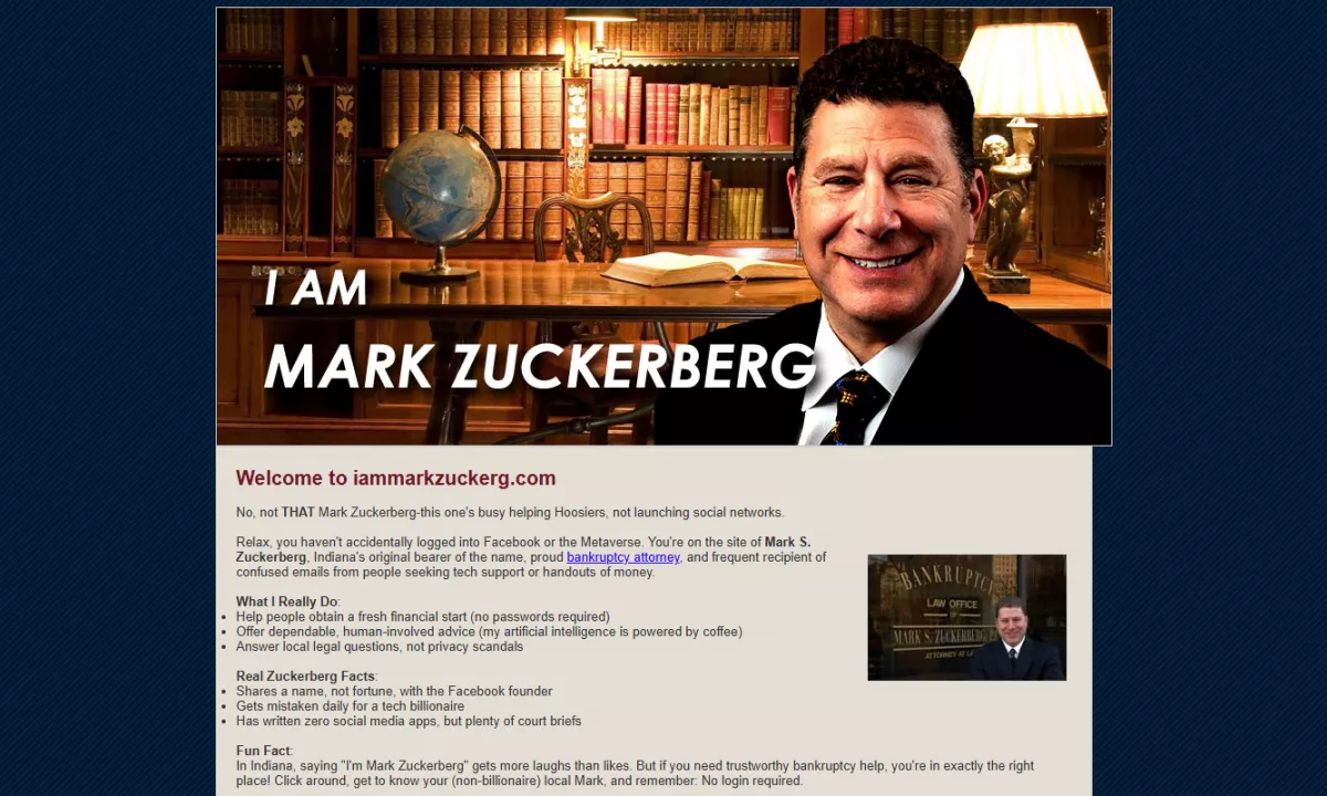 Odvetnik Mark Zuckerberg toži ustanovitelja Facebooka zaradi blokiranja računa