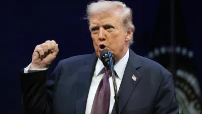 President Donald Trump speaks at a hearing of the Religious Liberty Commission at the Museum of the Bible, Monday, Sept. 8, 2025, in Washington. (AP Photo/Alex Brandon)