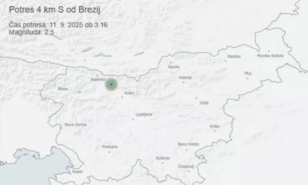 Ponoči se je treslo v bližini Brezij