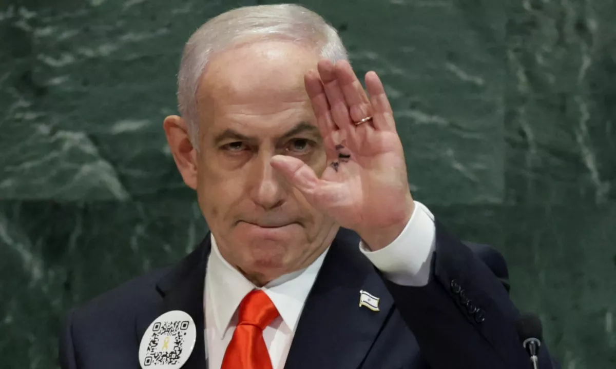Eksplozivni govor Netanjahuja v Združenih narodih predvajali tudi po zvočnikih v Gazi