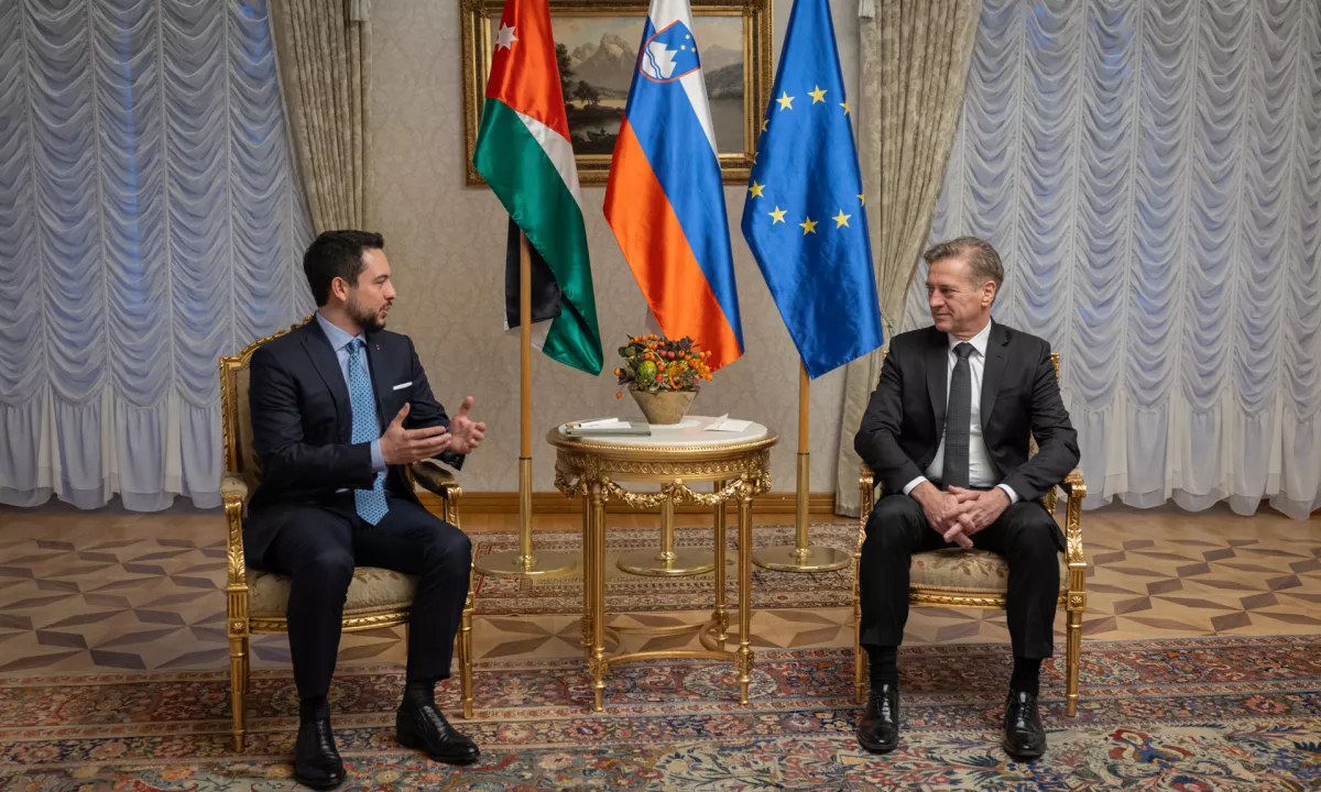 Golob po srečanju z jordanskim prestolonaslednikom poudaril nujnost spoštovanja premirja v Gazi