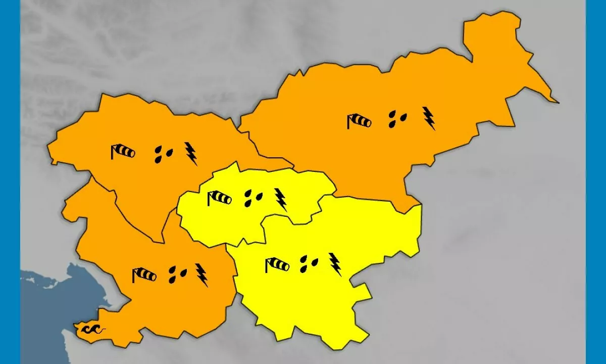 V veljavi oranžno opozorilo zaradi vetra, pojavljali se bodo tudi močnejši nalivi