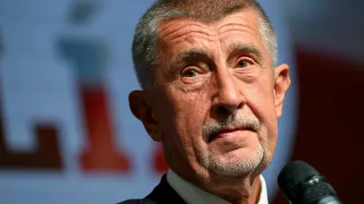 FILE PHOTO: Leader of ANO party Andrej Babis looks on as he speaks during a press conference after the preliminary results of the parliamentary election, at the party's election headquarters in Prague, Czech Republic, October 4, 2025. REUTERS/Radovan Stoklasa/File Photo