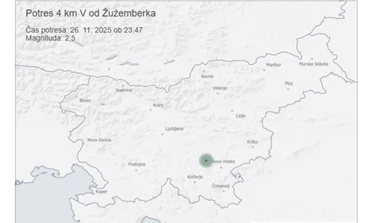 Seizmologi poročajo o potresu blizu Žužemberka tik pred polnočjo