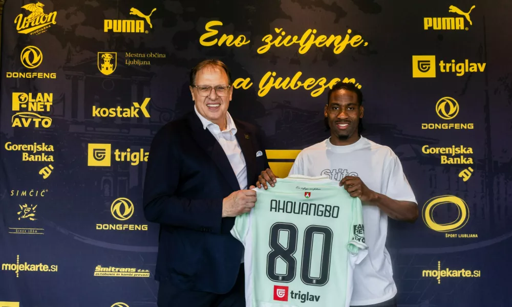Mariano Ahouangbo after signing a contract for NK Olimpija Ljubljana, on August 7, 2025 in SRC Stozice, Ljubljana, Slovenia. Photo by Vid Ponikvar / Sportida