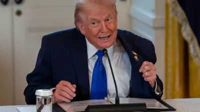 09 January 2026, US, Washington: US President Donald Trump shows off his new 'Happy Trump' lapel pin as he hosts the leaders of nearly two dozen oil companies in the White House East Room to discuss Venezuela. Photo: Andrew Leyden/ZUMA Press Wire/dpa