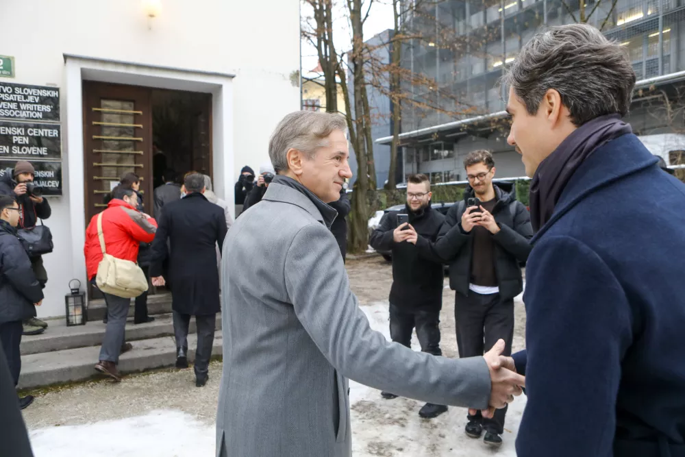Predsednik vlade Robert Golob in Luka Mesec13.01.2026 - Delovno kosilo pri predsedniku vlade Robertu Golobu. PEN KlubFoto: Luka Cjuha