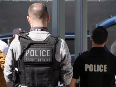 Jan 19, 2026; Miami Gardens, FL, USA; United States secret service police at the CFP National Championship college football game at Hard Rock Stadium. Mandatory Credit: Kirby Lee-Imagn Images