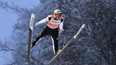 30 January 2026, Hesse, Willingen: Slovenia's Domen Prevc competes in the men's Large Hill competition of the FIS Ski Jumping World Cup FIS Ski Jumping World Cup in Willingen. Photo: Swen Pf&ouml;rtner/dpa
