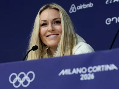 Milano Cortina 2026 Winter Olympics - Alpine Skiing - United States Women's Speed Team Press Conference - Cortina Curling Olympic Stadium, Cortina d'Ampezzo, Italy - February 3, 2026 Lindsey Vonn of the U.S. during the press conference REUTERS/Leonhard Foeger   TPX IMAGES OF THE DAY