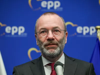 Ljubljana, Hotel InterContinental.Novinarska konferenca v okviru srecanja vodstva politicne skupine Evropske ljudske stranke (EPP) v Ljubljani.Predsednik EPP Manfred Weber.