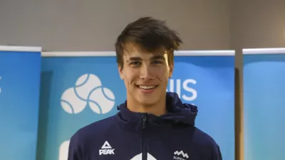 Sebastian Dominko, - 23.02.2022 &ndash; Teni&scaron;ka zveza Slovenije &ndash; teni&scaron;ka reprezentanca pred dvobojem Čila in Slovenije - Davisov pokal 2022 -  //FOTO: Luka Cjuha.