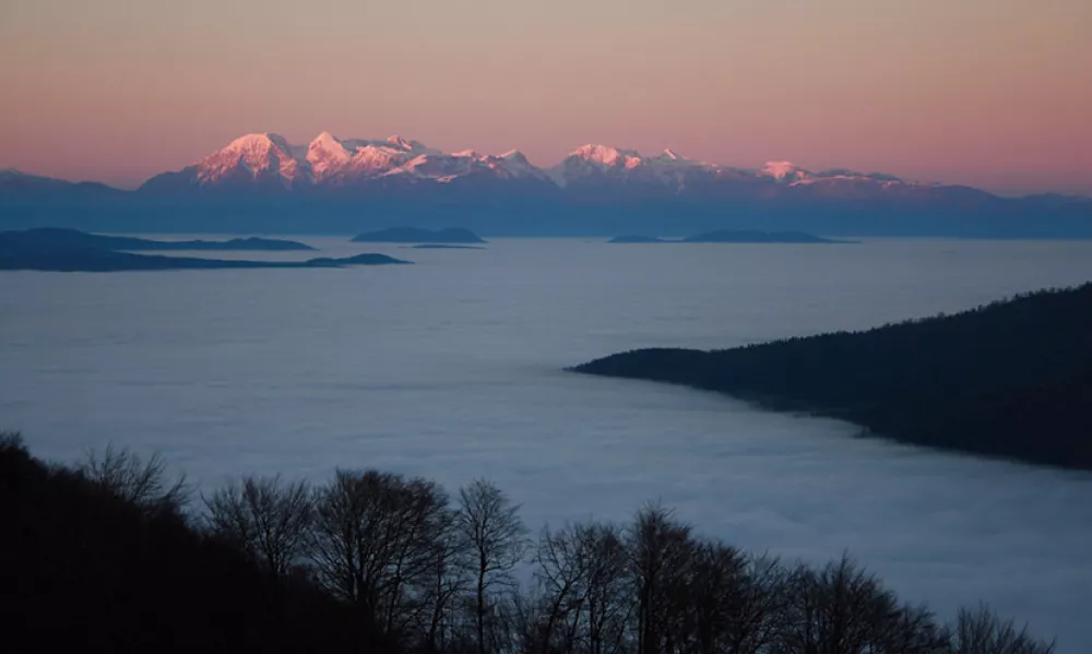 Alpe in Ljubljana v megli. Foto Miha Krofel / Foto: Miha Krofel
