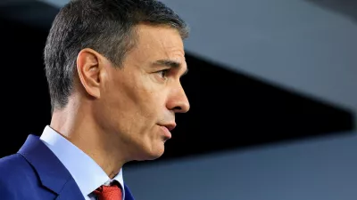 FILE PHOTO: Spanish Prime Minister Pedro Sanchez attends a press conference on the day of the European Union leaders' summit in Brussels, Belgium October 23, 2025. REUTERS/Yves Herman/File Photo