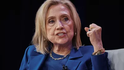 FILE - Former U.S. Secretary of State Hillary Clinton speaks during the Clinton Global Initiative, Sept. 24, 2025, in New York. (AP Photo/Andres Kudacki, File)