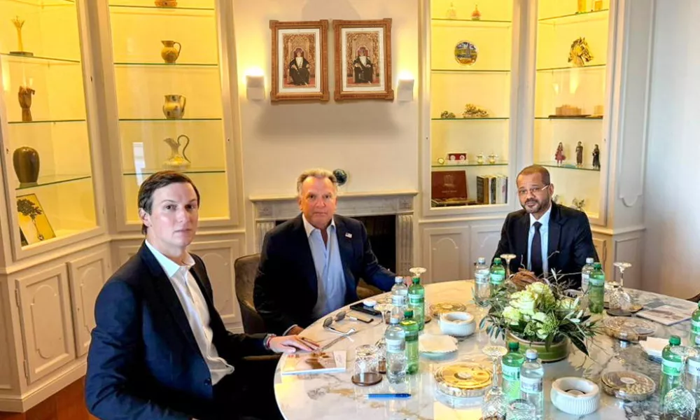 Omani Foreign Minister Badr Albusaidi meets with U.S. Special Envoy Steve Witkoff and U.S. President Donald Trump's son-in-law Jared Kushner, in Geneva, Switzerland, February 26, 2026. Oman News Agency/Handout via REUTERS ATTENTION EDITORS &ndash; THIS IMAGE WAS PROVIDED BY A THIRD PARTY.   TPX IMAGES OF THE DAY