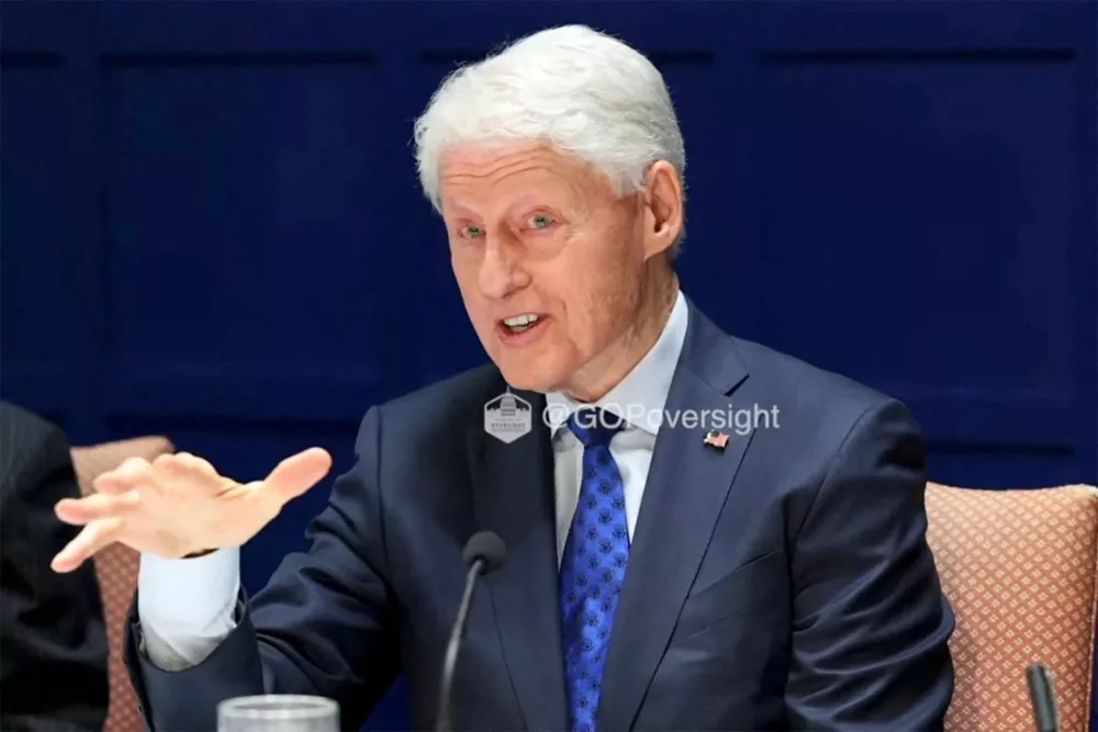 Former President Bill Clinton testifies behind closed doors to a congressional panel about his ties to the late sex offender Jeffrey Epstein, in a still image from video taken in Chappaqua, New York, U.S. February 27, 2026.  GOP Oversight/Handout via REUTERS THIS IMAGE HAS BEEN SUPPLIED BY A THIRD PARTY. WATERMARK FROM SOURCE