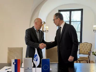 Bojan Petan, direktor Term Čatež, in Vlaho Kojaković, direktor za nepremičnine pri EBRD. 