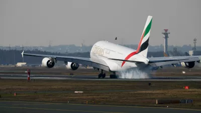 An Emirates plane with German tourists evacuated from the Middle East arrives from Dubai, amid the U.S.-Israeli conflict with Iran, at the airport in Frankfurt, Germany, March 3, 2026. REUTERS/Kai Pfaffenbach