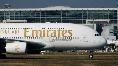 FILE PHOTO: An Emirates plane with German tourists evacuated from the Middle East arrives from Dubai, amid the U.S.-Israeli conflict with Iran, at the airport in Frankfurt, Germany, March 3, 2026. REUTERS/Kai Pfaffenbach/File Photo