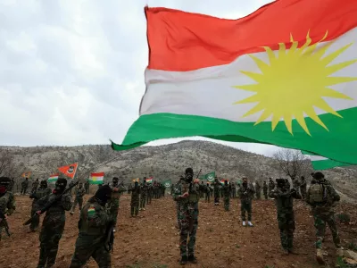 FILE PHOTO: Iranian Kurdish fighters from the Kurdistan Freedom Party (PAK) take part in a training session at a base on the outskirts of Erbil, Iraq February 12, 2026. REUTERS/Thaier Al-Sudani/File Photo