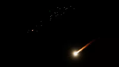 Iranian missiles fly towards Israel, amid the U.S.-Israeli conflict with Iran, as seen from Hebron, in the Israeli-occupied West Bank, March 9, 2026. REUTERS/Mussa Qawasma