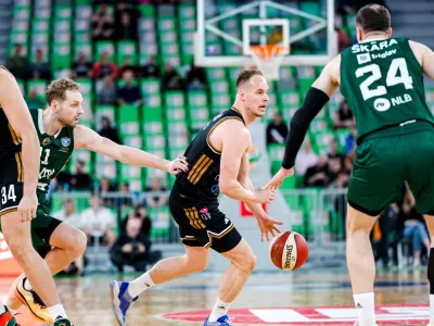 Klemen Prepelič in action during ABA League 2025/2026 basketball match between Cedevita Olimpija (SLO) and Dubai (UAE) in Stozice, Ljubljana, Slovenia on March 8, 2026