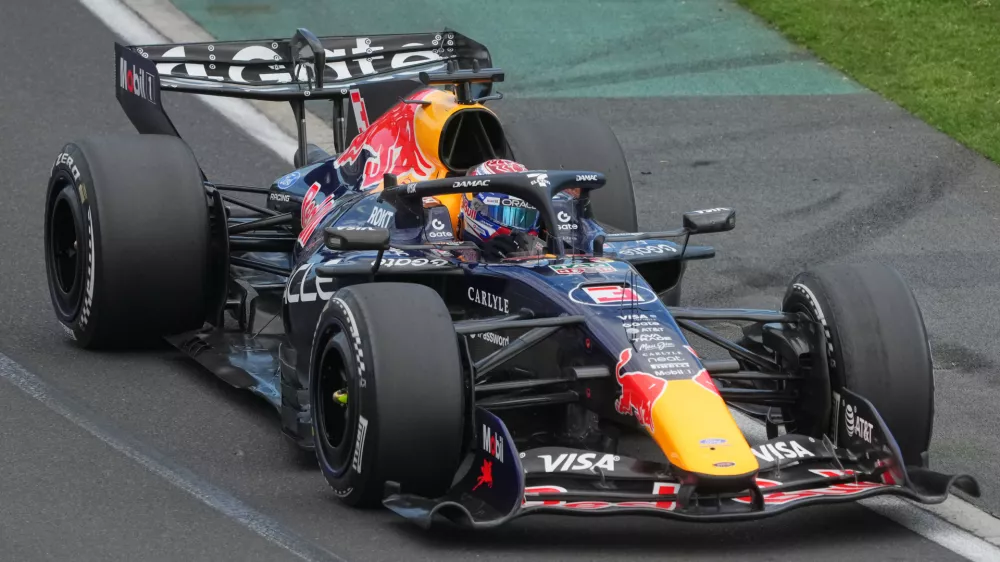Red Bull driver Max Verstappen of the Netherlands steers his car during the Australian Formula One Grand Prix at Albert Park, in Melbourne, Australia, Sunday, March 8, 2026. (AP Photo/Asanka Brendon Ratnayake)