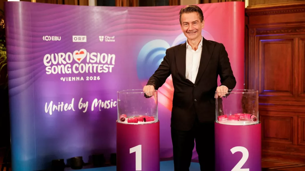 FILE PHOTO: Director General of the Austrian broadcasting company ORF, Roland Weissmann, poses for a photo before the semi-final allocation draw ahead of the Eurovision Song Contest, in Vienna, Austria, January 12, 2026. REUTERS/Lisa Leutner/File Photo