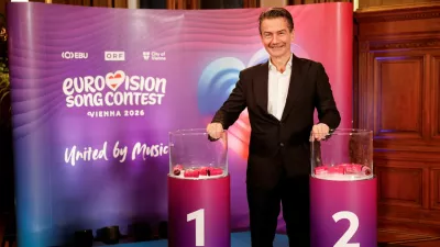 FILE PHOTO: Director General of the Austrian broadcasting company ORF, Roland Weissmann, poses for a photo before the semi-final allocation draw ahead of the Eurovision Song Contest, in Vienna, Austria, January 12, 2026. REUTERS/Lisa Leutner/File Photo