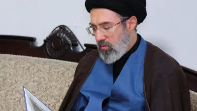 FILE PHOTO: Mojtaba Khamenei, the second son of Iran's Supreme Leader Ayatollah Ali Khamenei, visits Hezbollah's office in Tehran, Iran, October 1, 2024. Office of the Iranian Supreme Leader/WANA (West Asia News Agency)/Handout via REUTERS/File Photo  ATTENTION EDITORS - THIS PICTURE WAS PROVIDED BY A THIRD PARTY. THIS PICTURE WAS PROCESSED BY REUTERS TO ENHANCE QUALITY. AN UNPROCESSED VERSION HAS BEEN PROVIDED SEPARATELY.