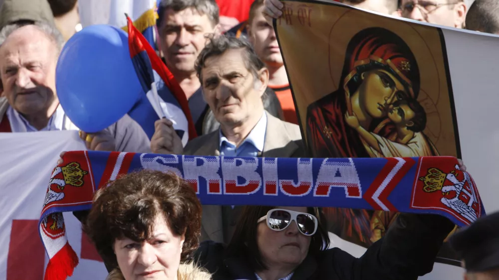 Protest proti neodvisnosti Kosova, srbska skupnost v Sloveniji,, //FOTO: Jaka AdamičOPOMBA: ZA OBJAVO V ČASOPISU DNEVNIK