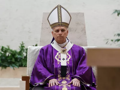 Pope Leo celebrates Mass at the Parish of Saint Mary of the Presentation in Rome, Italy, March 8, 2026. REUTERS/Ciro De Luca