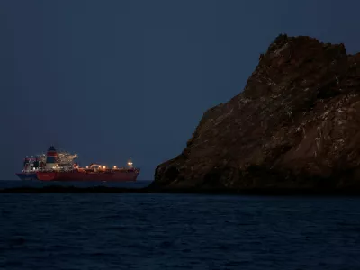 The Callisto tanker sits anchored as the traffic is down in the Strait of Hormuz, amid the U.S.-Israeli conflict with Iran, in Muscat, Oman, March 10, 2026. REUTERS/Benoit Tessier