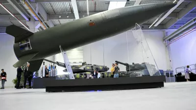 FILE PHOTO: An Army Tactical Missile System (ATACMS) is displayed during the inauguration of a new artillery plant of ammunition maker Rheinmetall, in Unterluess, Germany August 27, 2025. REUTERS/Annegret Hilse/File Photo