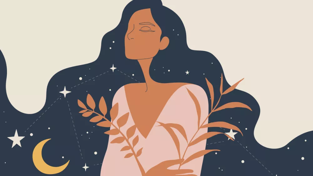 Abstract boho woman with black magic and magic In the night sky with moon and star / Foto: Wenich-mit Getty Images