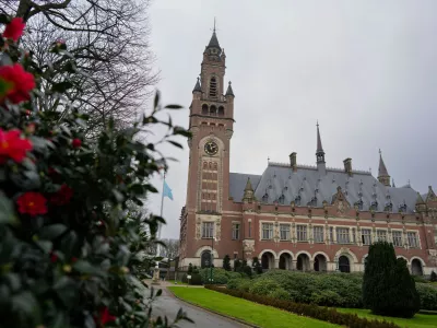 FILE - A view of the peace Palace housing the International Court of Justice, the UN's top court, is seen, Feb. 2, 2024, in The Hague, Netherlands. (AP Photo/Peter Dejong, File)