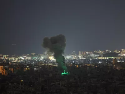Plumes of smoke rise following an Israeli strike on Beirut's southern suburbs, after an escalation between Hezbollah and Israel, amid the U.S.-Israeli conflict with Iran, as seen from Baabda, March 13, 2026. REUTERS/Amr Abdallah Dalsh