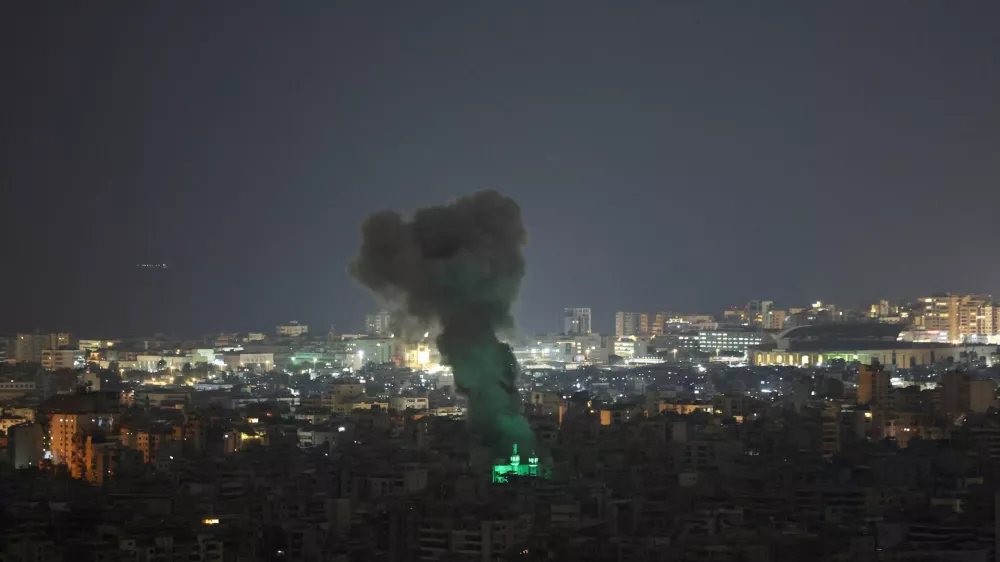 Plumes of smoke rise following an Israeli strike on Beirut's southern suburbs, after an escalation between Hezbollah and Israel, amid the U.S.-Israeli conflict with Iran, as seen from Baabda, March 13, 2026. REUTERS/Amr Abdallah Dalsh