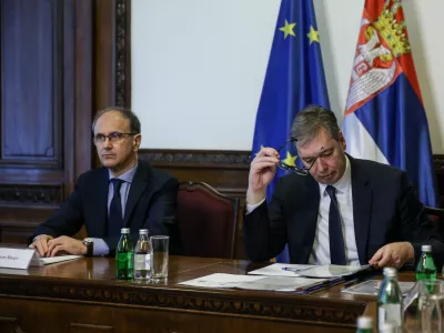02, December, 2025, Belgrade - The President of the Republic of Serbia Aleksandar Vucic met with the teams responsible for the country's energy stability and security in the building of the General Secretariat of the President of the Republic. Djuro Macut, Aleksandar Vucic. Photo: F.S./ATAImages 02, decembar 2025, Beograd - Predsednik Republike Srbije Aleksandar Vucic sastao se sa timovima zaduzenim za energetsku stabilnost i bezbednost zemlje u zgradi Generalnog sekretarijata predsednika Republike. Photo: F.S./ATAImages Photo: F.S./ATAImages/PIXSELL