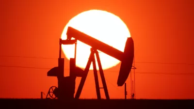 The sun sets behind an oil pump outside Vaudoy-en-Brie, near Paris, France, March 18, 2026. REUTERS/Christian Hartmann