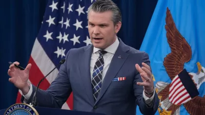 Defense Secretary Pete Hegseth speaks to members of the media during a press briefing at the Pentagon in Washington, Thursday, March 19, 2026. (AP Photo/Manuel Balce Ceneta)