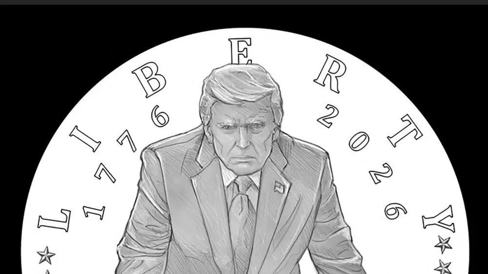A Semiquincentennial commemorative gold coin design featuring U.S. President Donald Trump, in this undated handout image. U.S. Mint/Handout via REUTERS  THIS IMAGE HAS BEEN SUPPLIED BY A THIRD PARTY