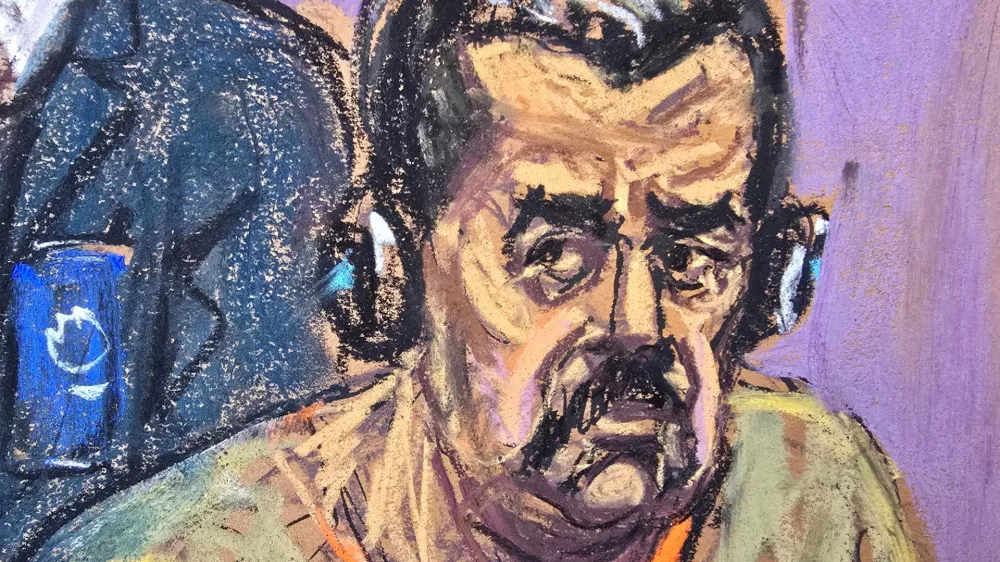 Ousted Venezuelan President Nicolas Maduro attends a hearing in a narco-terrorism case accusing him of running a cartel of Venezuelan officials that flooded the U.S. with cocaine, at the Daniel Patrick Moynihan United States Court House in New York City, U.S., March 26, 2026 in this courtroom sketch.  REUTERS/Jane Rosenberg
