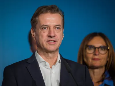 Ljubljana, DZ.Volitve v drzavni zbor 2026.Izjava predstavnikov Gibanje Svoboda v medijskem srediscu.Predsednik Robert Golob.