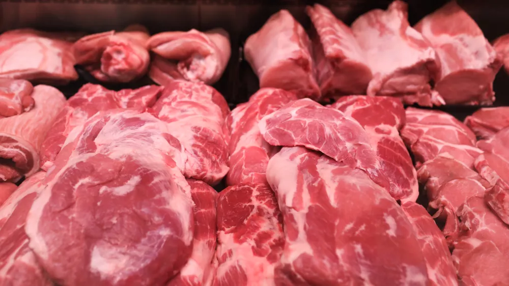 goveje meso- 10.03.2022 &acirc;&euro;" Trgovsko podjetje, v Ljubljani &acirc;&euro;" distribucijski center - skladiĹˇ&Auml;Ťenje suhega in sveĹľega blaga - ogled sprejema mesa v dristribucijskem centru in nadaljnje poti v verigi &acirc;&euro;" shranjevanje mesa in mesnih izdelkov - //FOTO: Bojan Velikonja